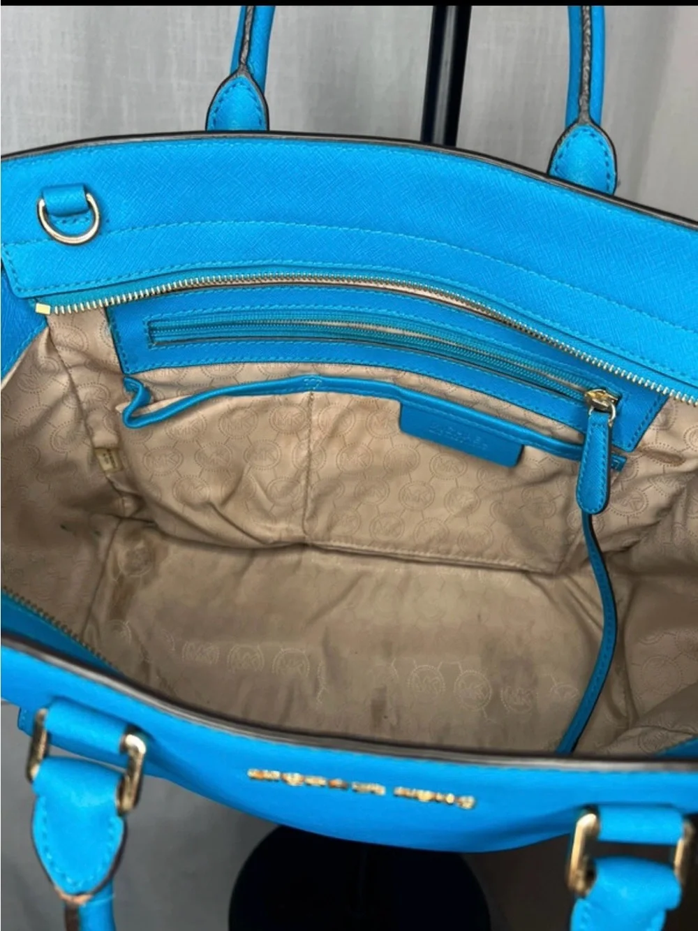 Michael Kors Blue Saffiano Leather Handbag